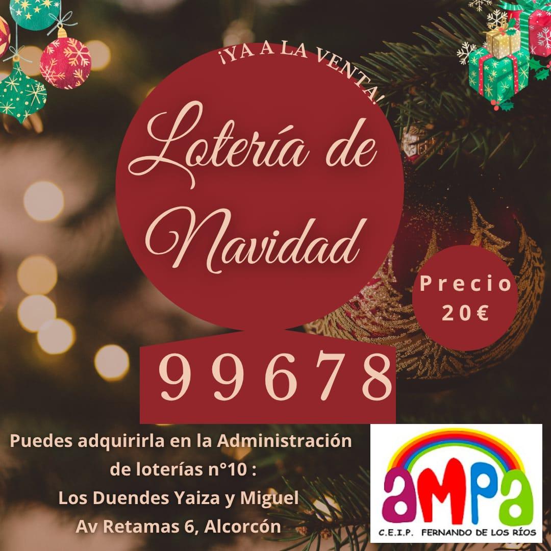 En este momento estás viendo ¡Ya está a la venta la Lotería de Navidad del AMPA! Número 99678